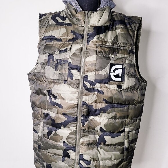 Ecko Unltd Camo Puffer Vest with Hoodie Insert - Men's Quilted Outerwear (L) - Picture 1 of 8